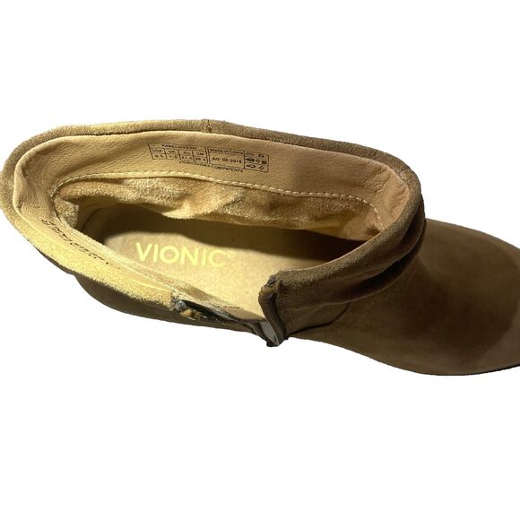 Womens Vionic Size 9.5 Boots Brown Suede Slouch Ankle Weather Resistant Comfort - Picture 11 of 12